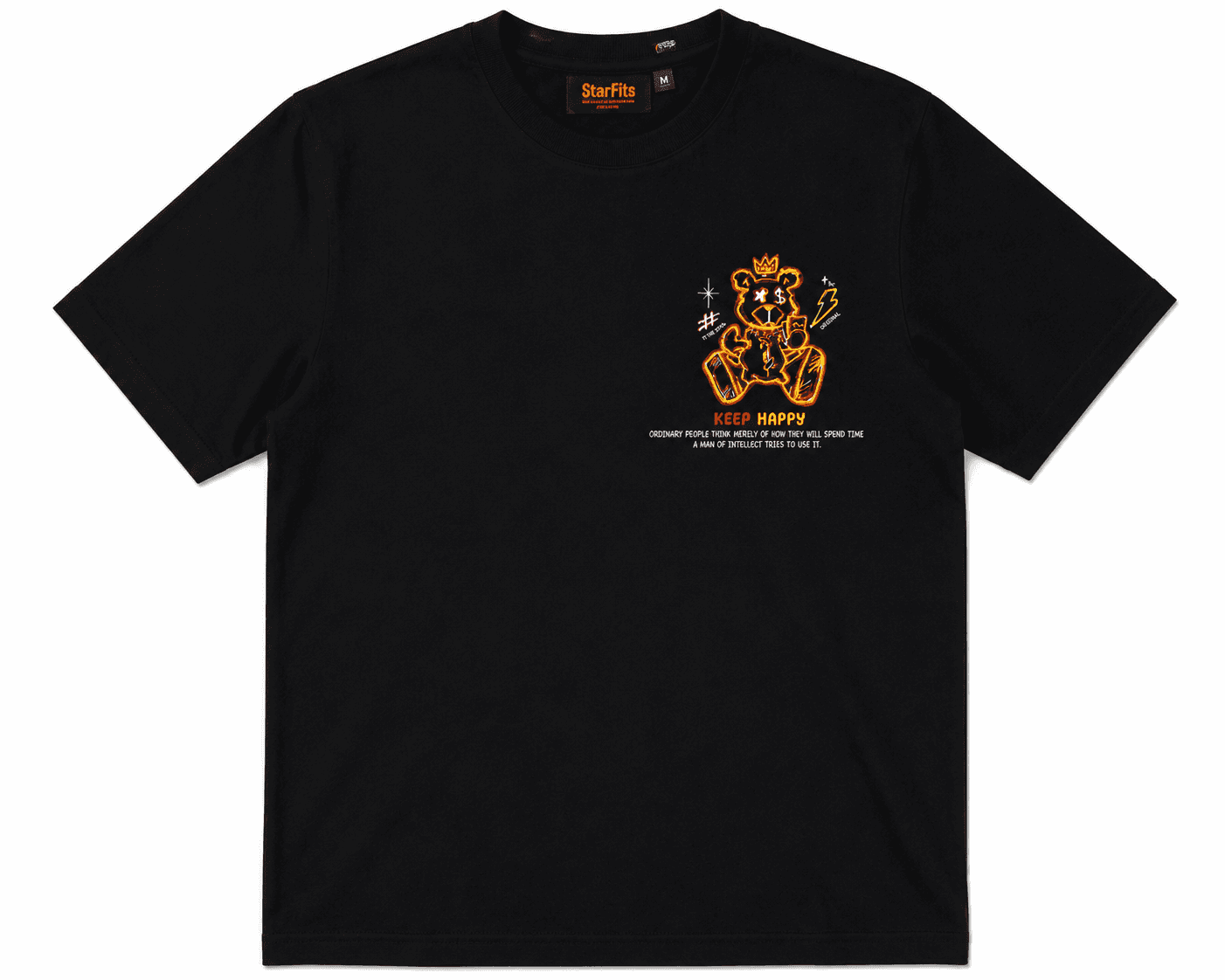 Secret Bear "Keep Happy" Graphic T-Shirt - Black | Unisex Regular Fit — view 1