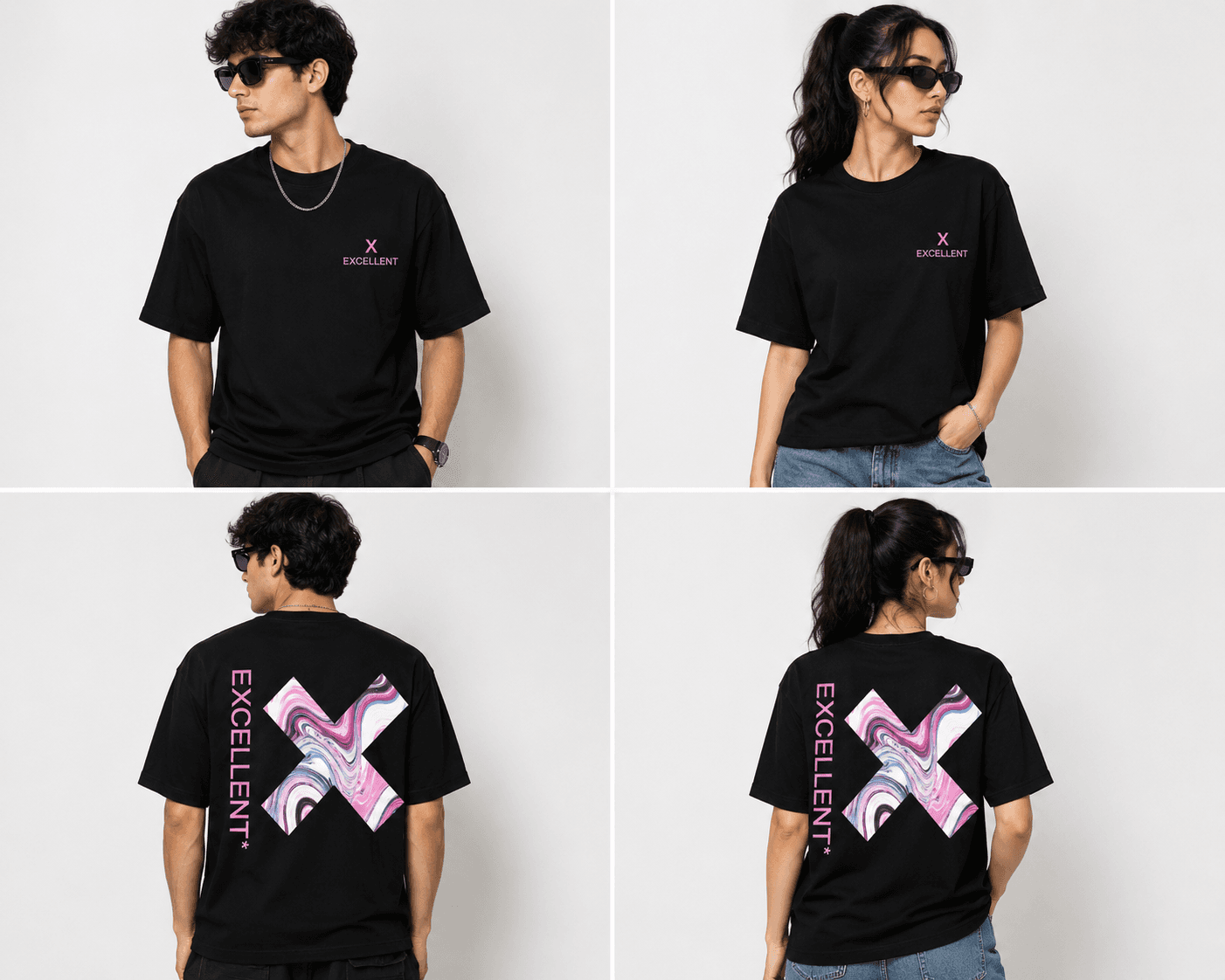 Excellent X Marble Graphic T-Shirt - Black | Unisex Regular Fit — view 3