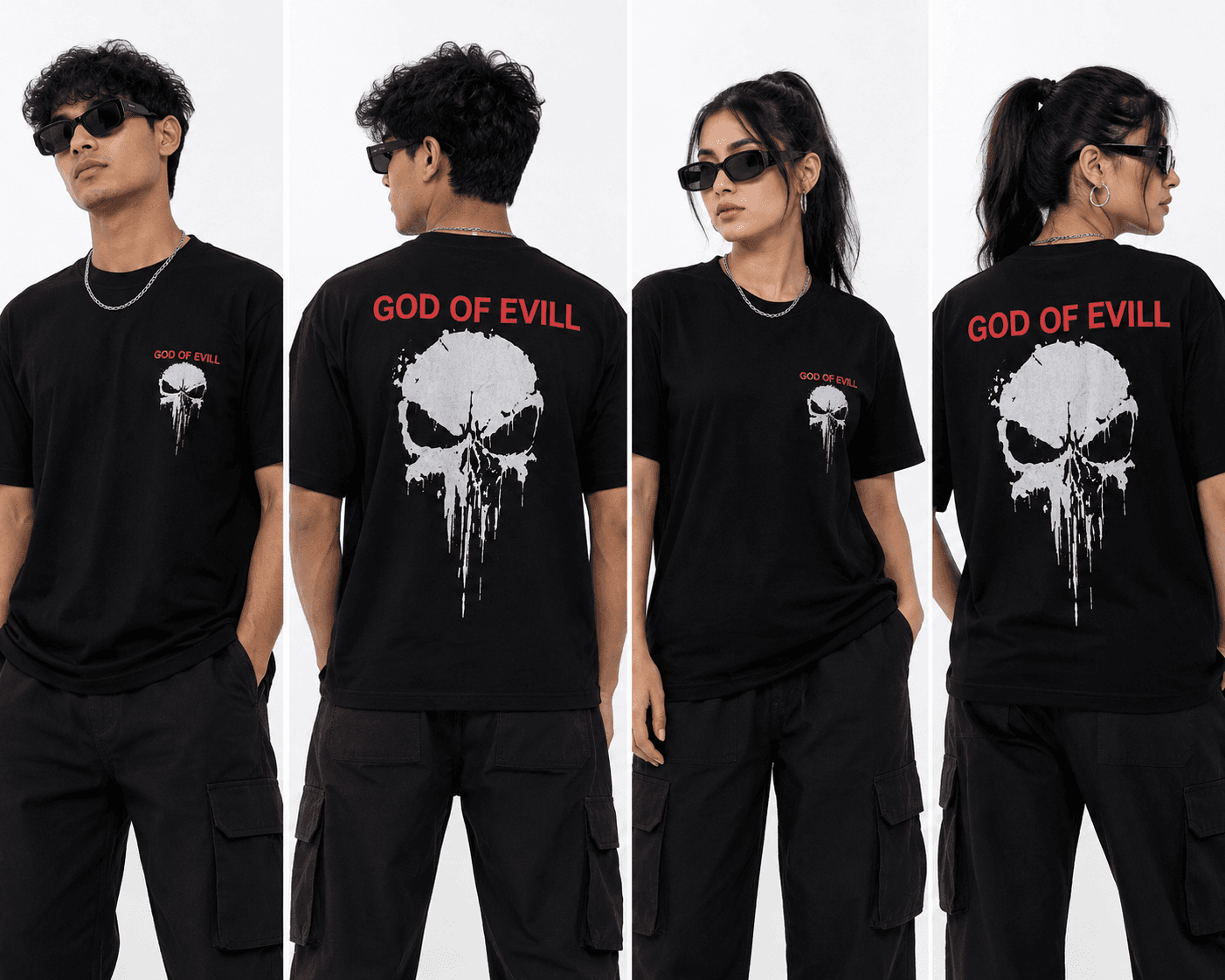 God of Evill Skull Graphic T-Shirt - Black | Unisex Regular Fit — view 3
