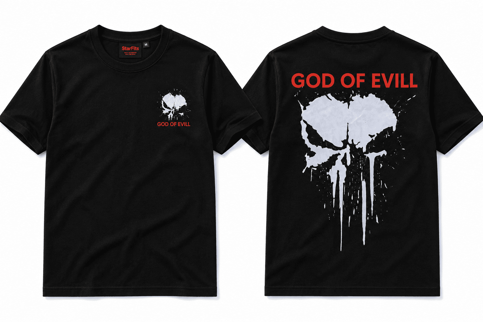 God of Evill Skull Graphic T-Shirt - Black | Unisex Regular Fit — view 4