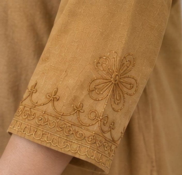 Mustard Embroidered Kurta & Pant Set — view 4