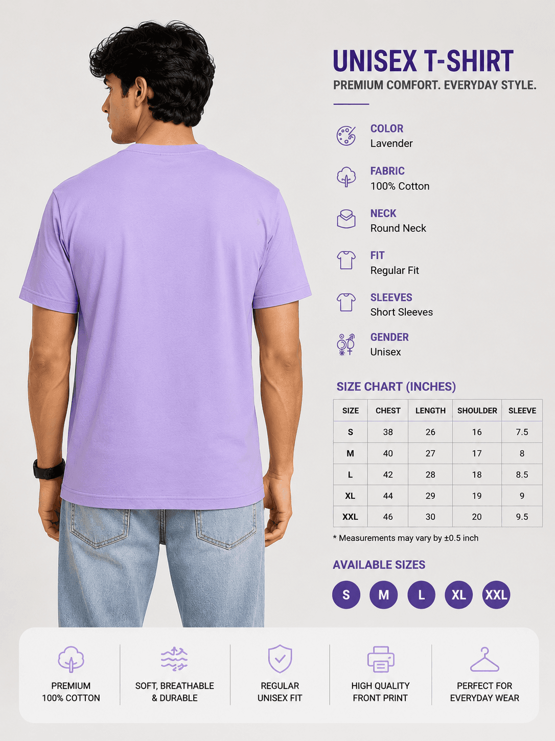 Premium Classic Gangster's Paradise Graphic T-Shirt - Lavender | Unisex Regular Fit — view 5