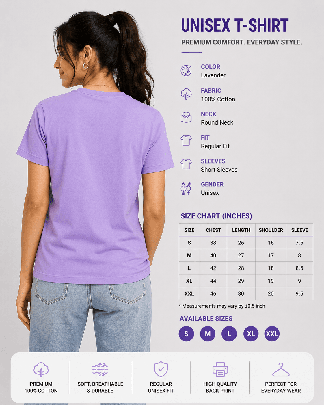 Premium Classic Gangster's Paradise Graphic T-Shirt - Lavender | Unisex Regular Fit — view 6